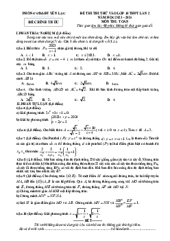 Đề thi thử Toán vào 10 lần 2 năm 2023 – 2024 phòng GD&ĐT Yên Lạc – Vĩnh Phúc