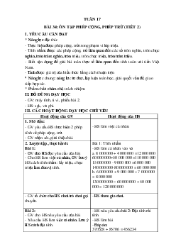 Giáo án Toán lớp 4 Tuần 17 | Kết nối tri thức