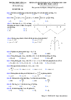 Đề KSCL Toán 12 lần 4 năm 2018 – 2019 trường THPT Yên Lạc – Vĩnh Phúc