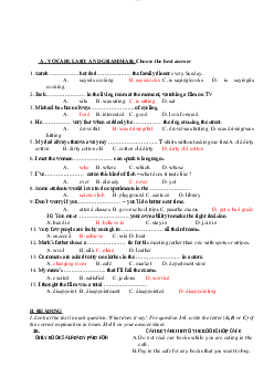 Sample Final Test K61 TA1 | Tiếng Anh 1 | Trường Đại học Thủy Lợi