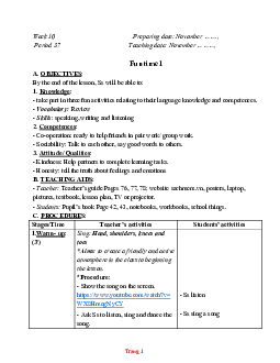 Giáo án Tiếng Anh 3 global success tuần 10