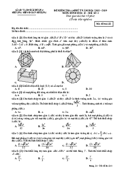 Đề kiểm tra 45 phút Hình học 12 bài số 1 năm 2018 – 2019 trường Đoàn Thượng – Hải Dương