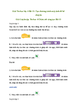 Giải Tin học lớp 4 Bài 13: Tạo chương trình máy tính để kể chuyện Giải Tin học lớp 4 Chân trời sáng tạo trang 70, 71, 72, 73, 7 | Chân trời sáng tạo