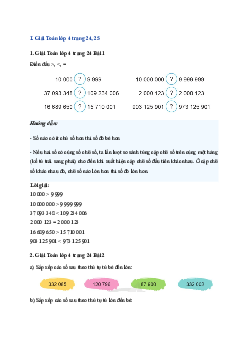 Bài 9: Toán lớp 4 trang 24, 25 So sánh các số có nhiều chữ số Cánh diều