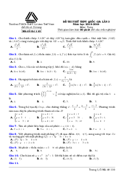 Đề thi thử Toán THPT Quốc gia 2019 lần 3 trường Lương Thế Vinh – Hà Nội