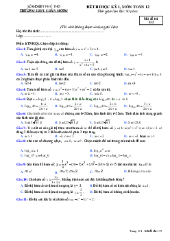 Đề thi HK1 Toán 12 năm học 2016 – 2017 trường THPT Chân Mộng – Phú Thọ