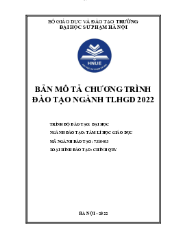 Bảng mô tả chương trình đào tạo ngành tâm lý học giáo dục 2020