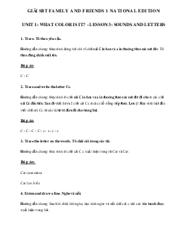 Giải SBT tiếng Anh lớp 1 Unit 1 What color is it? Lesson 3 | Family & Friends