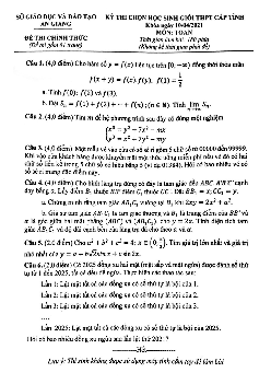 Đề học sinh giỏi Toán THPT cấp tỉnh năm 2020 – 2021 sở GD&ĐT An Giang