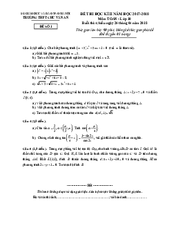 Đề thi học kỳ 2 Toán 10 năm 2017 – 2018 trường THPT Chu Văn An – Hà Nội
