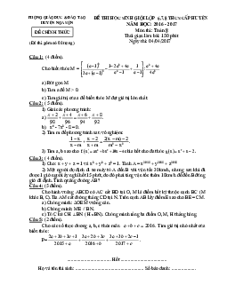 Đề thi học sinh giỏi Toán 8 năm 2016 – 2017 phòng GD&ĐT Nga Sơn – Thanh Hóa
