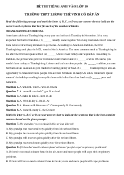 Đề thi thử vào 10 môn tiếng Anh trường THPT Lương Thế Vinh năm 2023-2024