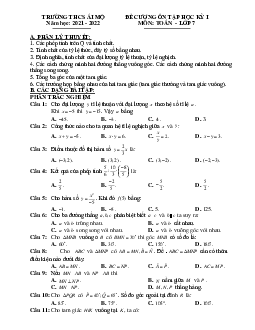 Đề cương ôn tập học kỳ 1 Toán 7 năm 2021 – 2022 trường THCS Ái Mộ – Hà Nội