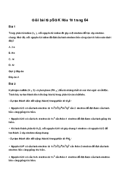 Hóa học 10 Bài 10: Liên kết cộng hóa trị sách Chân Trời Sáng Tạo