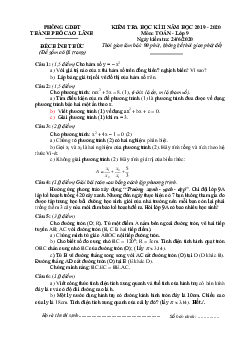 Đề thi cuối kì 2 Toán 9 năm 2019 – 2020 phòng GD&ĐT TP Cao Lãnh – Đồng Tháp