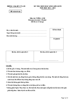 Đề thi chọn học sinh giỏi lớp 9 THCS Phòng GD&ĐT Cửa Lò năm học 2021-2022