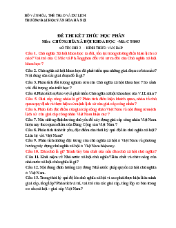 Câu hỏi ôn tập môn Chủ nghĩa xã hội khoa học | Đại học Văn hóa Hà Nội