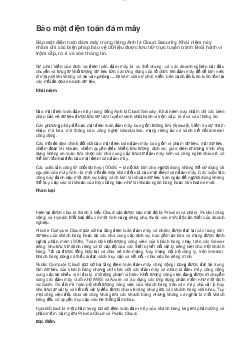 Tài liệu Bảo mật điện toán đám mây trường Cao đẳng Bách Khoa Nam Sài Gòn | Tài liệu môn Kỹ sư tin học