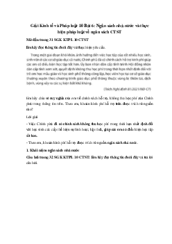 Giải Kinh tế và Pháp luật 10 Bài 6: Ngân sách nhà nước và thực hiện pháp luật về ngân sách CTST