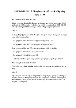 Giải Sinh 10 Bài 15: Tổng hợp các chất và tích lũy năng lượng | Chân trời sáng tạo