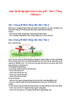 Soạn bài Ôn tập giữa học kì 2 trang 59 - Tiết 1 | Tiếng Việt Lớp 3 Tập 2 Cánh diều