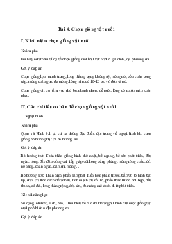 Giải Công nghệ 11 Bài 4: Chọn giống vật nuôi | Kết nối tri thức