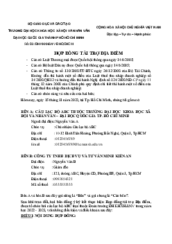 HỢP ĐỒNG TÀI TRỢ ĐỊA ĐIỂM | Nghiệp Vụ Thư Ký Văn Phòng | Đại học Khoa học Xã hội và Nhân văn, Đại học Quốc gia Thành phố HCM