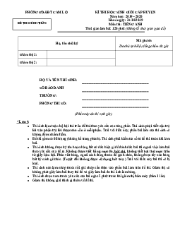 Đề Thi Học Sinh Giỏi Cấp Huyện Năm Học 2019 - 2020 Khoá Ngày 24-10-2019 Môn Thi Tiếng Anh - Phòng Gd&đt Cam Lộ