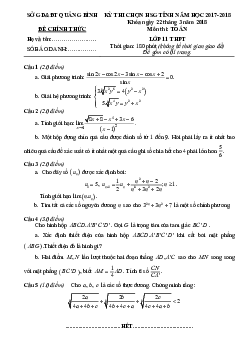 Đề thi chọn HSG tỉnh Toán 11 năm 2017 – 2018 sở GD&ĐT Quảng Bình