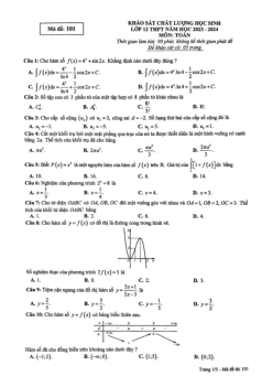 Đề khảo sát chất lượng Toán 12 THPT năm 2023 – 2024 sở GD&ĐT Phú Thọ