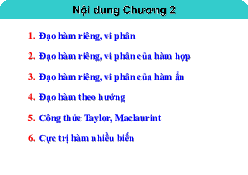 Bài giảng Chương 2: Đạo hàm riêng và vi phân - Giải tích 2 | Trường Đại học Công nghệ, Đại học Quốc gia Hà Nội