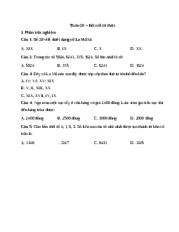 Phiếu bài tập cuối tuần lớp 3 môn Toán - Tuần 20 (cơ bản) | Kết nối tri thức