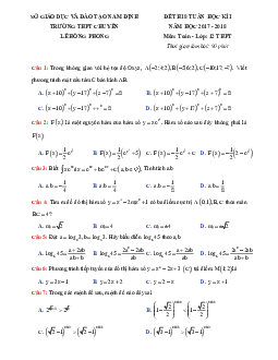 Đề thi 8 tuần học kỳ I năm học 2017 – 2018 môn Toán 12 trường THPT chuyên Lê Hồng Phong – Nam Định