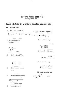 Bài tập Giải tích kinh tế 2021 | Trường Đại học Giao thông Vận Tải