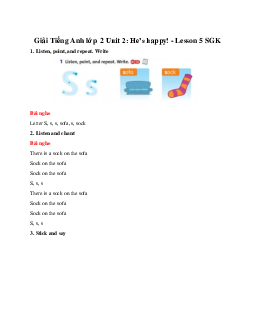 Unit 2: He’s happy! - Lesson 5 SGK | Tiếng Anh lớp 2 Family and Friends