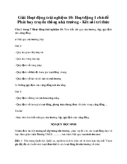 Giải Hoạt động trải nghiệm 10: Hoạt động 1 chủ đề 1 Kết Nối Tri Thức