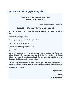 Viết đơn trình bày nguyện vọng của tổ hoặc lớp em | Tập làm văn lớp 4