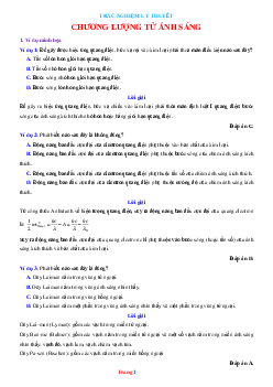 Trắc nghiệm lý thuyết lượng tử ánh sáng có lời giải chi tiết và đáp án