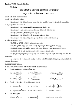 Đề cương học kì 1 Toán 11 năm 2022 – 2023 trường chuyên Bảo Lộc – Lâm Đồng