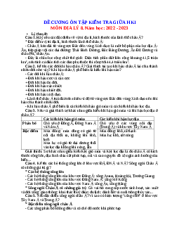 Đề cương ôn tập giữa HK1 Địa lí 8 có đáp án năm học 2022-2023