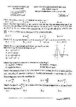 Đề thi HK1 Toán 12 năm học 2017 – 2018 sở GD và ĐT Quảng Nam