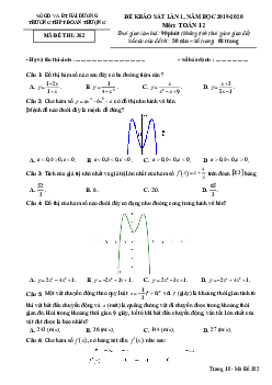 Đề khảo sát Toán 12 lần 1 năm 2019 – 2020 trường Đoàn Thượng – Hải Dương