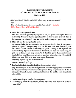 Danh mục bài tập cá nhân học phần Lý luận chung