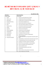 Đề Thi Ielts Speaking Quý 3 (Tháng 9-Tháng 12) | Tài liệu Tiếng Anh