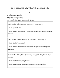 Đề thi học kì 1 môn Tiếng Việt 4 Cánh diều năm 2023 - 2024 | đề 3