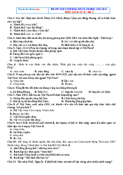 Bộ đề ôn thi học kì 1 Lịch sử 12 năm 2022-2023 (có đáp án)