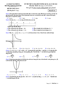 Đề thi thử Toán THPT Quốc gia 2020 lần 1 trường Ngô Quyền – Hải Phòng