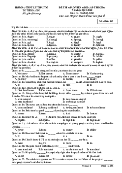 Đề thi giáo viên giỏi cấp trường năm học 2019-2020 môn thi Tiếng Anh trường THPT Lý Thái Tổ - Bắc Ninh - Mã 102