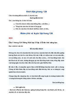 Giải Bài 6: Bồ câu hiếu khách trang 124 Tiếng Việt lớp 3 Tập 2 Chân trời sáng tạo