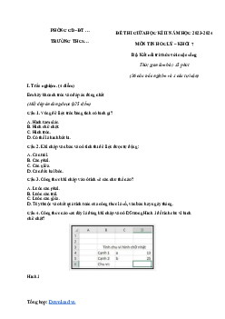 Đề thi giữa học kì 2 môn Tin học 7 năm 2023 - 2024 sách KNTT - Đề 2